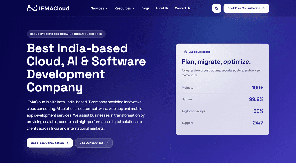 IEMACloud - Cloud Service Website case study preview